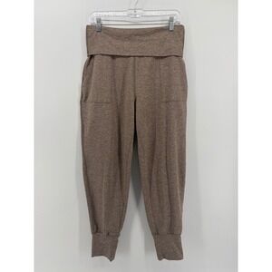 Aerie Offline Jogger Pants Womens Brown Foldover Waist Cropped Casual Lounge M